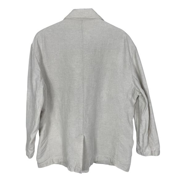 VTG J.Crew Linen Button Front Blazer Unstructured Beige Men's Sz Large Classic - Picture 2 of 11
